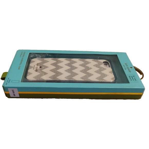 Kate Spade New York Flexible Hardshell Case for Apple iPhone 6-6s Silver Chevron - Picture 3 of 7